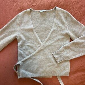 Wilfred Beige V-Neck Wrap Sweater Aritzia